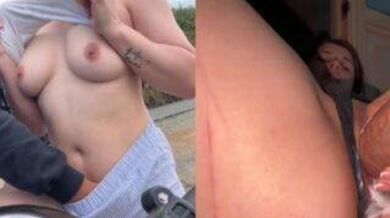 Russian sexy girl fucks with boyfriend while riding bike