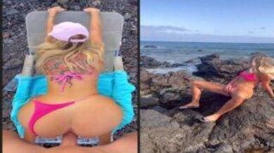 Blonde gil outdoor beach doggy sex