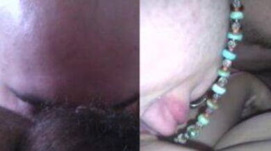 Hairy pussy Asian milf gets oral sex with her white boyfriend