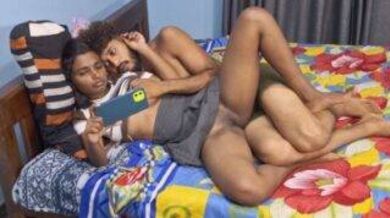 Delhi Dusky Girl Fucked Hard by Stepbrother on Bed watching porn