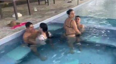 Maldives honeymoon couples fucking in Hotel swimming pool