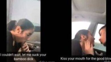 Arabian Girl sucks dick of boyfriend in running car