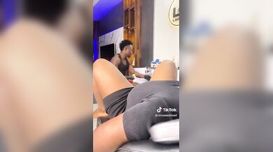African Girl squirts while tattoo on her pussy
