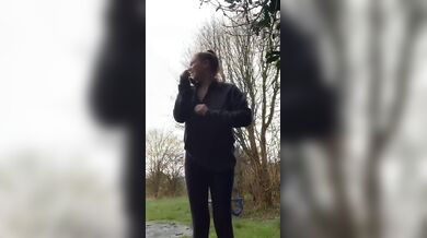 Russian girl exposing huge tank boobs while on jogging