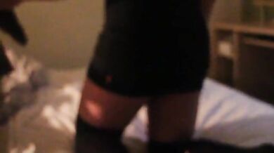 Step-daughter learns riding bicycle in tight panties