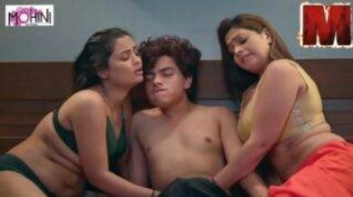 Threesome with Step-sister and MILF step-mom blue film sex