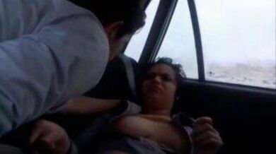 UBER driver fucking hot passenger in car back seat