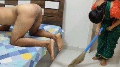 Bachelor guy fucks aunty maid in bedroom and filmed her