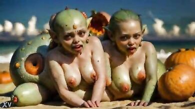 Hawaii Pumpkin boobs beach girls (AI generated)