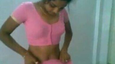 Pink Saree newly married slim fit lady fuck