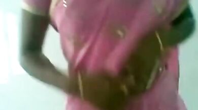 Pink Saree newly married slim fit lady fuck