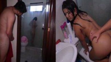 Columbian brother fucks sister in the bathroom