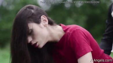 Dirty couple fucked outdoor during ride