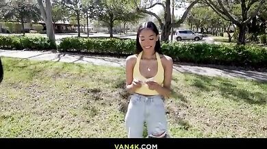 A black guy fucks an ebony girl in bang bus