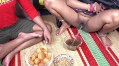 Indian mom pisses in front of her son