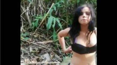 Horny couple fuck in the jungle