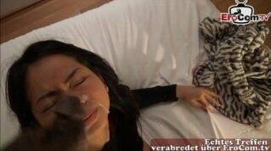 Asian girl takes a BBC in a hotel room