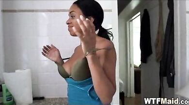 The owner pays money to the maid to get naked