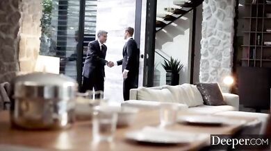 The wife fucks the manager to save her husband's job