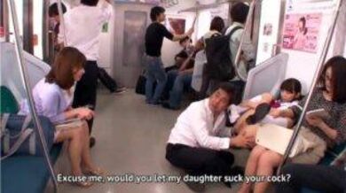 Japanese men fucks schoolgirls in metro train