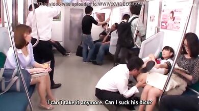 Japanese men fucks schoolgirls in metro train