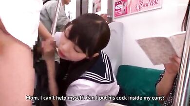 Japanese men fucks schoolgirls in metro train