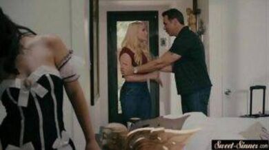 BF abuses his blonde GF in a brothel house