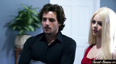 A petite blonde seduces her stepbrother