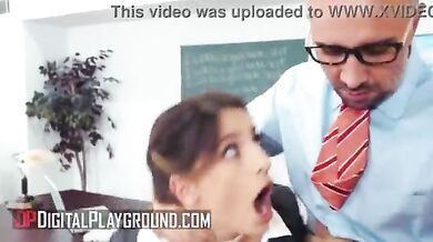Nasty professor assfuck his slut student in the classroom