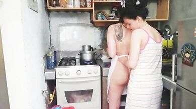 Dirty Delhi lesbian roommates fucks in the kitchen