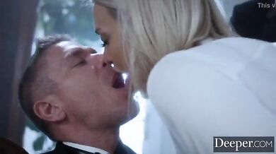 The wife gets double penetrated by her husband and her lover