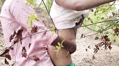Indian couple fucks outside in the jungle