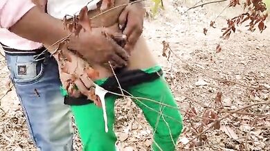 Indian couple fucks outside in the jungle