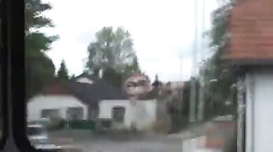 An old guy squeezes a young girl's boobs on the bus