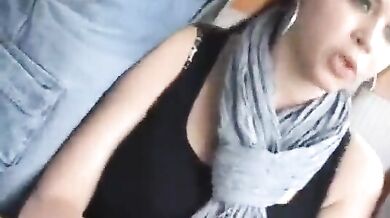 An old guy squeezes a young girl's boobs on the bus