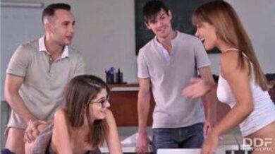 College students fucks their teachers in group sex