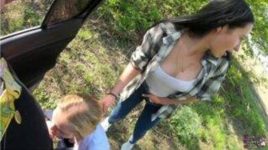 Girl gives a blowjob to a stranger to get the right path