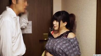 Japanese professor fucks his busty student in a hotel room