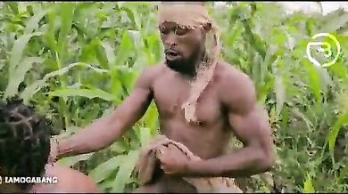 Dirty African slut fucks her friend on her farm