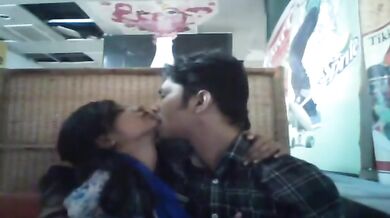 Indian BF fucks his GF in a coffee cafe