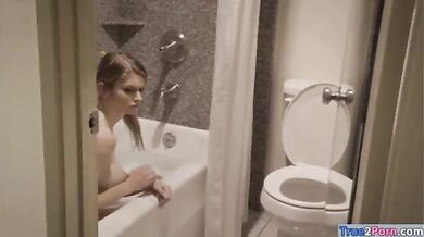 Horny blonde girl fucks the delivery boy