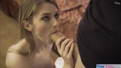 Horny blonde girl fucks the delivery boy