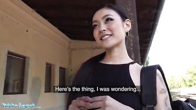 American pervert fucks a Japanese slut at a railway station