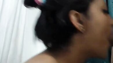 Indonesian girl sucking her BF's dick on a webcam