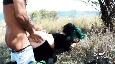 Horny couple banged on the mountain