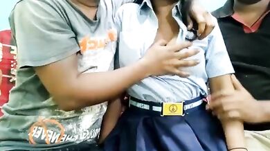 Two friends fucked a collage girl