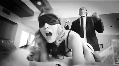 Blindfolded wife double penetrated