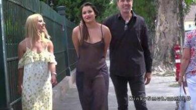 A couple fucked a whore in public