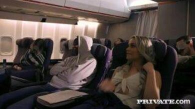 Blonde girl fucked a stranger on the plane