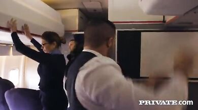 Blonde girl fucked a stranger on the plane